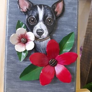 Charming Dog and Floral Wall Art